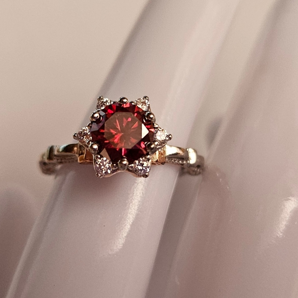 Elegant 1 Carat Moissanite Rose Gold and Silver Women's Ring